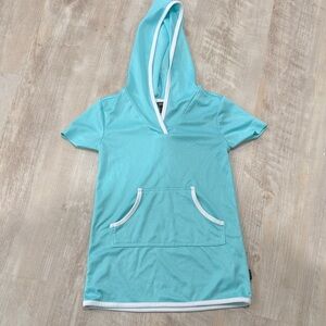 Aqua Hooded Short Sleeve Top